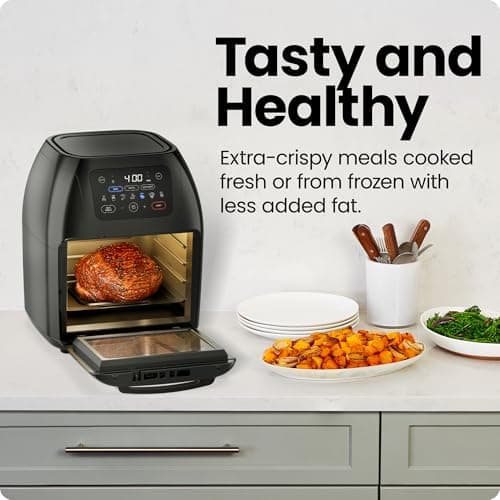 CHEFMAN Multifunctional Digital Air Fryer+ Rotisserie, Dehydrator, Convection Oven, 17 Touch Screen Presets Fry, Roast, Dehydrate, Bake, XL 10L Family Size, Auto Shutoff, Large Easy-View Window, Black - Image 3