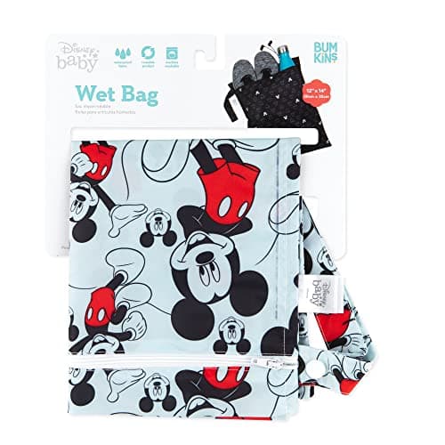 Bumkins Disney Waterproof Wet Bag for Baby, Travel, Swim Suit, Cloth Diapers, Pump Parts, Pool, Gym Clothes, Toiletry, Strap to Stroller, Daycare, Zipper Reusable Bag, Packing Pouch, Mickey Mouse - Image 6