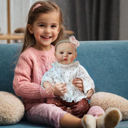 KSBD Lifelike Reborn Baby Dolls - 18 Inch Realistic Newborn Baby Dolls Girl, Real Life Baby Dolls with Soft Weighted Body, Real Baby Reborn Gift with Accessories for 3+ Years Old Kids - Image 6