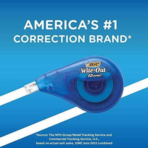 BIC Wite-Out Brand EZ Correct Correction Tape, 39.3 Feet, 2-Count Pack of white Correction Tape, Fast, Clean and Easy to Use Tear-Resistant Tape Office or School Supplies - Image 6