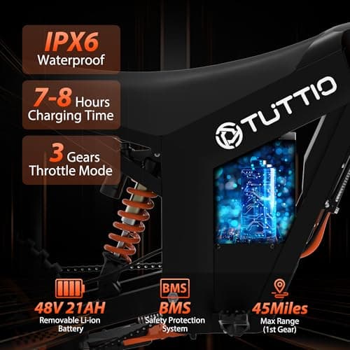 Tuttio Soleil01 Electric-Dirt-Bike for Teens Adults, 14"/12" Fat Tire 2000W Electric-Motorcycle with 48V 21AH Battery Ebike 37MPH Hydraulic Brakes Mountain Off-Road EBike Fit Age 13+ - Image 3