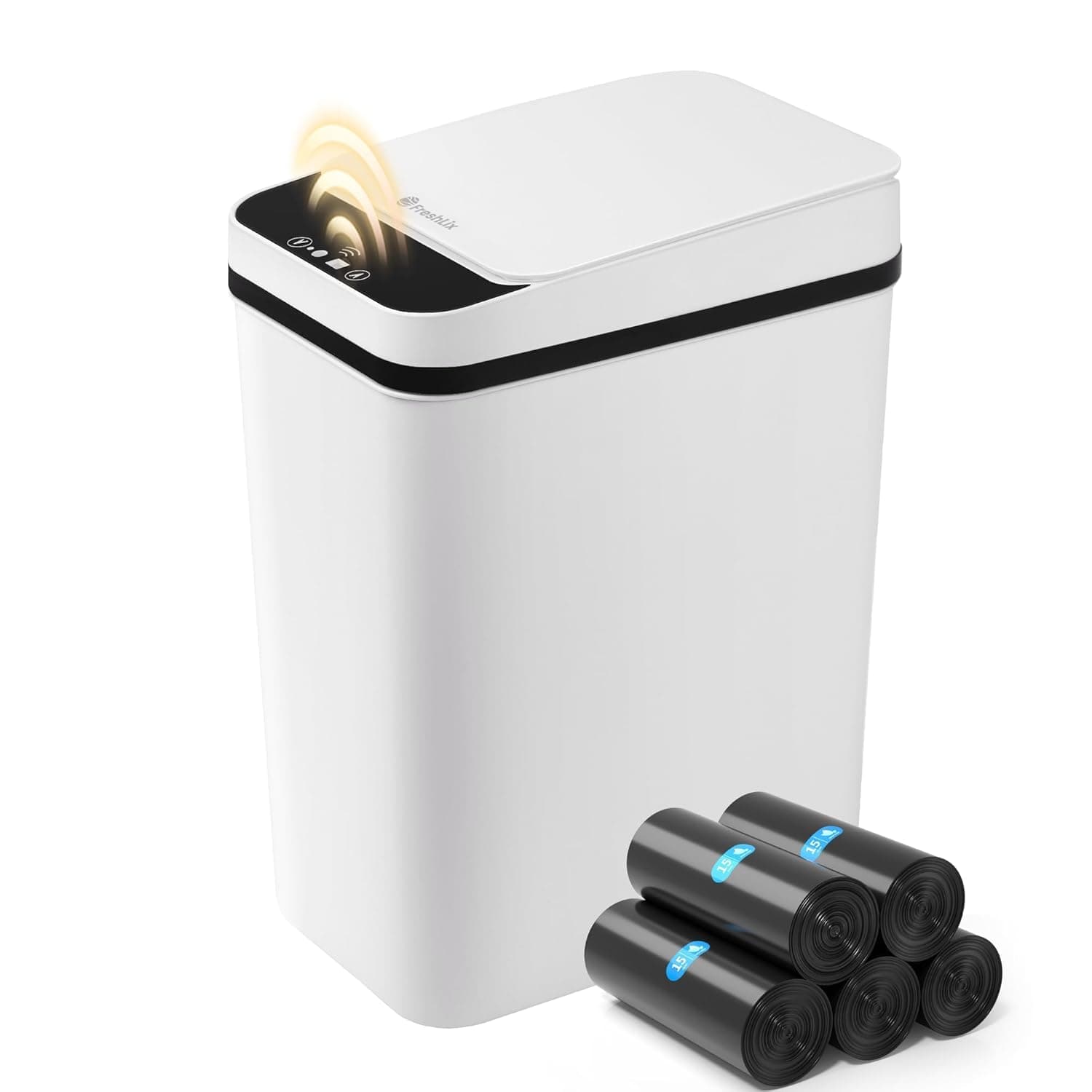 Bathroom Trash Can with Lid 2.6 Gallon Automatic Touchless Garbage Cans Small Smart Motion Sensor Trashcan Slim Waterproof Trashcan for Bedroom, Office, Living Room, Toilet, RV A-Basic Battery Supply-White 1 Pack(2.6 Gallon) - Image 2