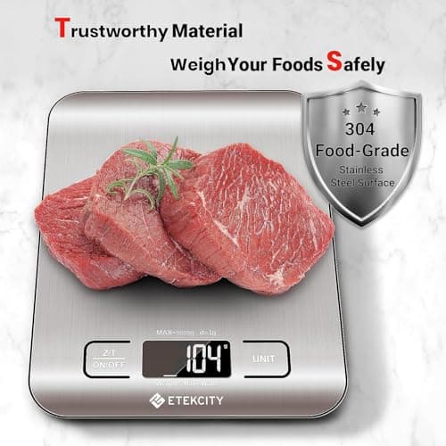 Etekcity Food Kitchen Scale, Digital Grams and Ounces for Weight Loss, Baking, Cooking, Keto and Meal Prep, LCD Display, Medium, 304 Stainless Steel - Image 7