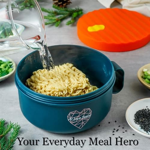 AI LOVE PEACE Ramen Bowl, 40 oz Microwaveable Noodle Cooker for Ramen, Pho, Soup, and Pasta, Dishwasher Safe and Portable, Ideal for Home, Office, Dorm, or Gift (Orange) - Image 7