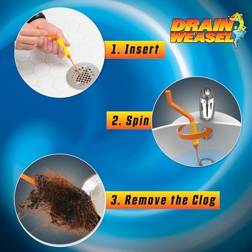 FlexiSnake Drain Weasel Sink Snake Hair Clog Remover Tool, Pipe, Bathroom, Bathtub Cleaner, 18-inch, Made in the USA, 5 Wands and Removable Handle - Image 4