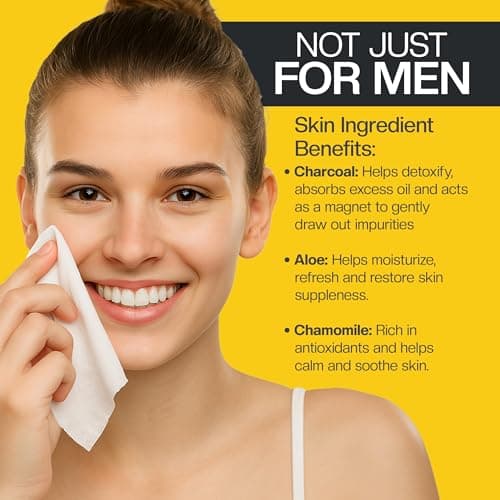 Men's Charcoal Face + Body Cleansing Wipes - 4 Pack (120ct) - Image 6