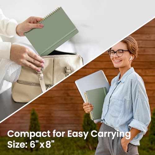 Lined Spiral Journal Notebook for Women & Men, 140 Pages, College Ruled Hardcover Notebook for Work & Note Taking, Journals for Writing, A5(6"x8") - Green - Image 6