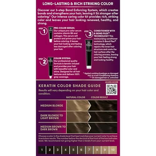 Schwarzkopf Keratin Color Permanent Hair Color, 3.0 Espresso, 1 Application - Professionally Inspired Permanent Hair Dye, for up to 80% Less Breakage vs Untreated Hair and up to 100% Gray Coverage - Image 6