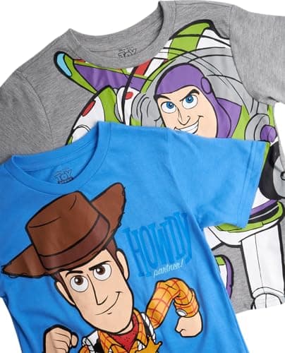 Disney Cars Toy Story Boys Shirts - 2 Pack Lightning McQueen Buzz Lightyear Short Sleeve Boys Tees for Toddler and Little Boy, Size 3T, Heather Grey/Blue Toy Story - Image 3