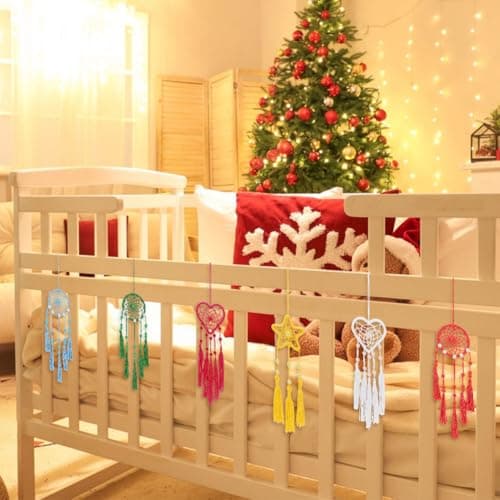 INFUNLY 24PCS DIY Small Dream Catcher Kits for Beginners Colorful Handmade Dreamcatcher Kit for Starters DIY Mini Star/Moon/Heart/Round Shape Ornament Making Kit for Bedroom Car Mirror Keychain Bag - Image 8