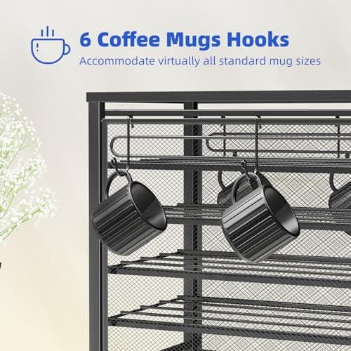 Simple Trending 5 Tier Coffee Pod Holder for K Cup, 160 Pod Pack Capacity Rack, Metal, Black - Image 3