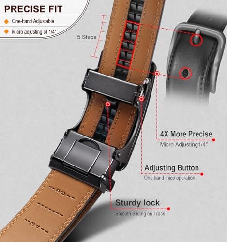 BULLIANT Men's Belt, Slide Ratchet Belt For Gift Men Dress Pant Shirt Oxfords,Trim To Fit(Black,38"-44" Waist Adjustable) - Image 4
