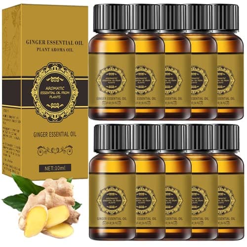 10 Pack Belly Drainage Ginger Oil, Ginger Oil Lymphatic Drainage Massage Oil, Natural Lymphatic Drainage Ginger Oil,Ginger Massage Oil,Plant Aroma Oil, Natural Ginger Essential Oil
