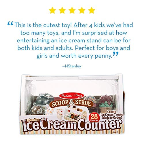 Melissa & Doug Wooden Scoop & Serve Ice Cream Counter, Pretend Play Store, 28 Toy Food & Play Kitchen Accessories, Preschool Toys for Girls & Boys 3+ - Image 8
