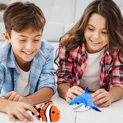 ZhuZhu (Narwhal + Orca) Fish 2-Pack B | Small Stuffed Animals with Motor Inside Suitable for Ocean Party Favors | Batteries Required - Image 2