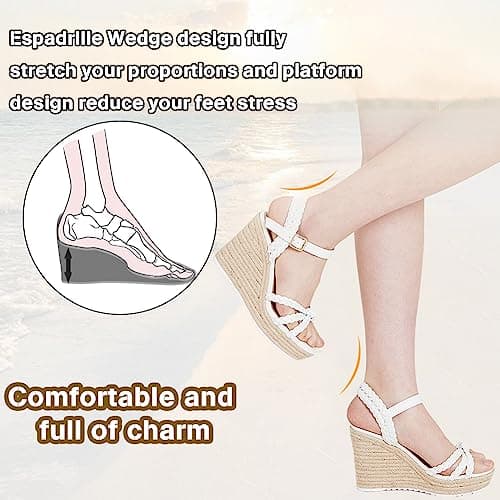 mikarka Espadrille Wedge Sandals for Women Braided Knot Ankle Strap Open Toe Platform Sandals - Image 4