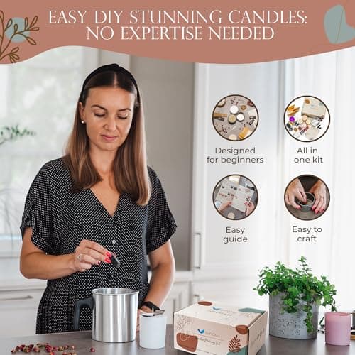 SoftOwl Premium Soy Candle Making Kit - Full Set - Soy Wax, Big 7oz Jars & Tins, 7 Pleasant Scents, Color Dyes & More - Perfect as Home Decorations - DIY Starter Scented Candles Making Kit - Image 7
