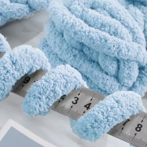 MABOZOO Assorted Chunky Yarn for Crocheting 8 Pack,Fluffy Jumbo Chenille Yarn,Soft Plush Yarn Bulky,Giant Thick Fuzzy Yarn for Hand or Arm Knitting,Cream & Multi Blue(31.7 yds,8 oz Each Skein) - Image 4