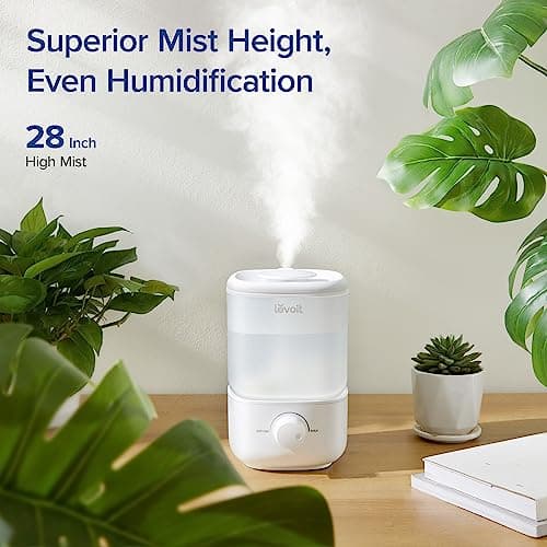 LEVOIT Top Fill Humidifiers for Bedroom, 2.5L Tank for Large Room, Easy to Fill & Clean, 28dB Quiet Cool Mist Air Humidifier for Home Baby Nursery & Plants, Auto Shut-off and BPA-Free for Safety, 25H - Image 5