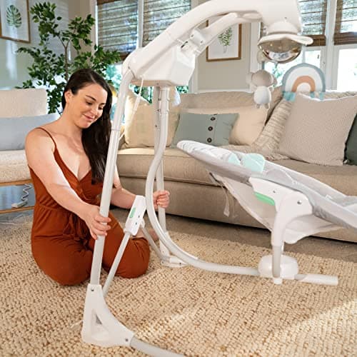 Ingenuity InLighten 5-Speed Baby Swing - Swivel Infant Seat, 5 Point Safety Harness, Nature Sounds, Lights - Van Elephant - Image 12