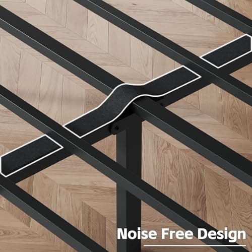 Fluest Queen Bed Frame with Headboard PU Leather Upholstered Bed Frame Platform,All Metal Slats Support Platform Bed Frame with Storage Space,Easy Assembly,Noise Free,No Box Spring Needed,Black - Image 6