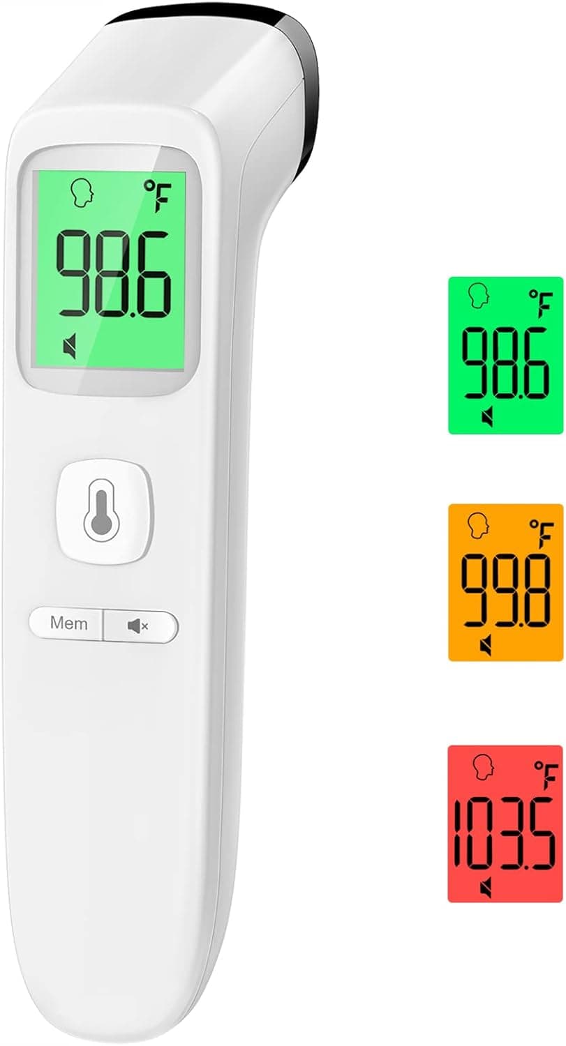 No-Touch Thermometer for Adults and Kids, Accurate Digital Baby Thermometer, Fever Alarm & Silent Mode, 2 in 1 Forehead & Object Mode white - Image 2