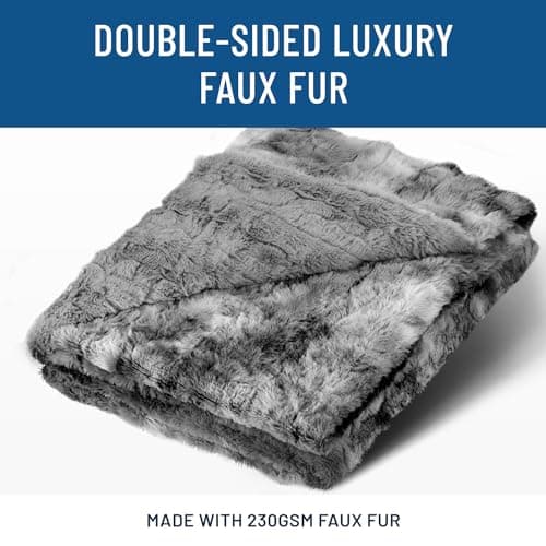 Everlasting Comfort Soft & Comfortable Gray Faux Fur Throw Blanket for Couch - (50"x65") Minky & Fluffy Fall Blankets & Throws, Plush Fuzzy Cover for Bed, Sofa & Living Room - Cozy Home Decor - Image 2
