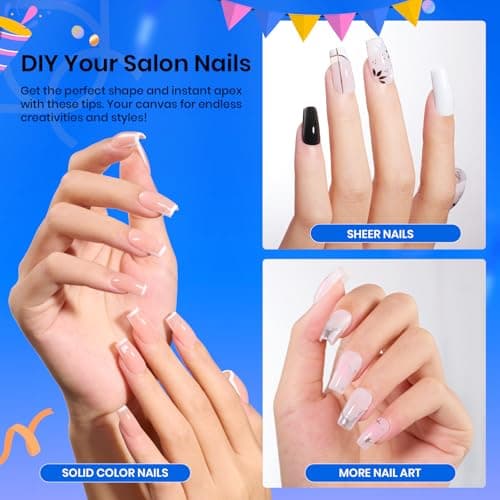 Beetles Tipex Gel Nail Kit Short Coffin Instant Apex Nail Tips & Beetles 15ml Nail Dehydrator and Primer - Image 2