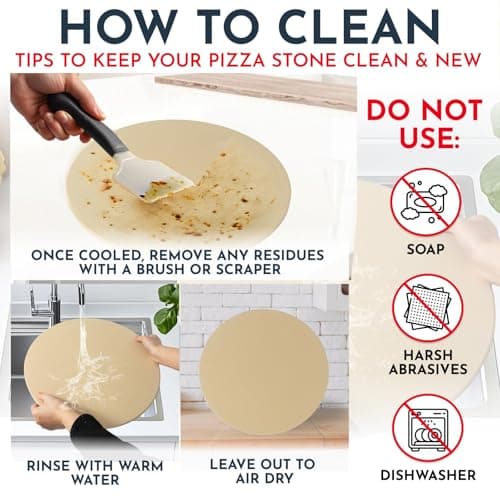 Culinary Couture 15 inch Round Pizza Stone for Oven - Large Pizza Stone for Grill, Cordierite Stones for Bread, Calzone, Cookies - Pizza Making Kit - Image 3