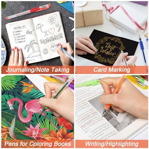 TANMIT Gel Pens, 36 Colors Gel Pens Set for Adult Coloring Books, Colored Gel Marker with 40% More Ink, Great for Adult Doodling Scrapbooking Drawing - Image 6