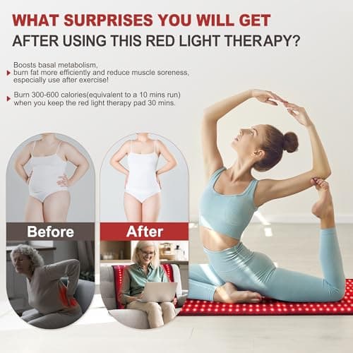 Pedete Red Light Therapy Mat for Body, 39’’ x 24’’Large Near Infrared Light Therapy with Timer, 660nm 850nm Home Red Light Therapy Blanket for Back Belly Shoulder Muscle Joint (Red Max) - Image 5