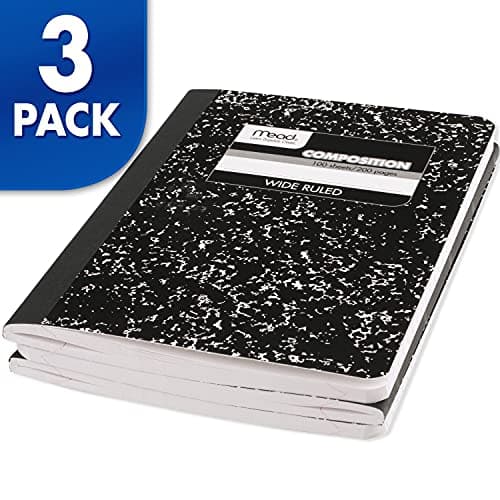 Mead Composition Notebook, 3 Pack, College Ruled Paper, 7-1/2" x 9-3/4", 100 Sheets per Comp Book, Black Marble (38111) - Image 8