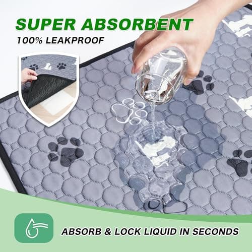 WanpeeGoo Washable Pee Pads for Dogs, 4 Pack Absorbent Reusable Training Dog Pads Pet Puppy Pads, Non-Slip Potty Pads for Whelping, Playpen, Crate, Bed, Grey 18"x24" - Image 2