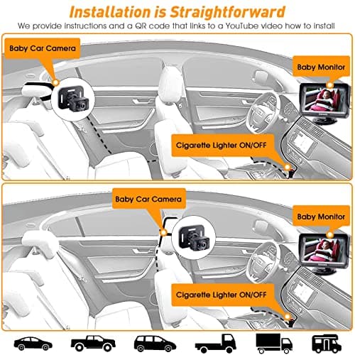 DoHonest Baby Car Camera HD 1080P - Rear-Facing Car Baby Monitor with Night Vision, Adjustable View Angle, Easy Setup, Anti-Glare Display, Safety for Kids & Infants - Image 6