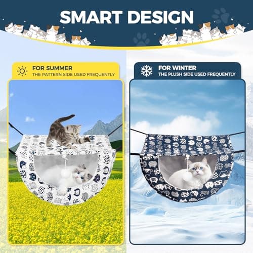 Cat Hammock for Cage with Ball,Hanging Pet Hammock Bed Adjustable,Double Layer Soft Sleeping Hammock for Cats,Ferret,Puppy,Rabbits,Small Animals,1Pack (White) - Image 3