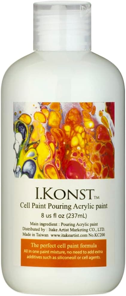 All in One Cell Effect Pouring Paint - No Need to add Silicone Oil for Perfect Cell Acrylic Paint - Easy To Use For Fluid Art, Splatter Paint and Cell Painting of Stretched Canvas, Wood, Rocks, Crafts and More - Premix 8oz Bottles (White) - Image 2
