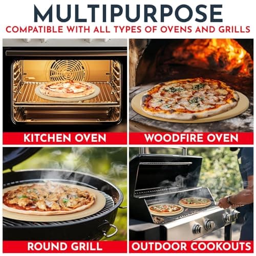 Culinary Couture 15 inch Round Pizza Stone for Oven - Large Pizza Stone for Grill, Cordierite Stones for Bread, Calzone, Cookies - Pizza Making Kit - Image 6