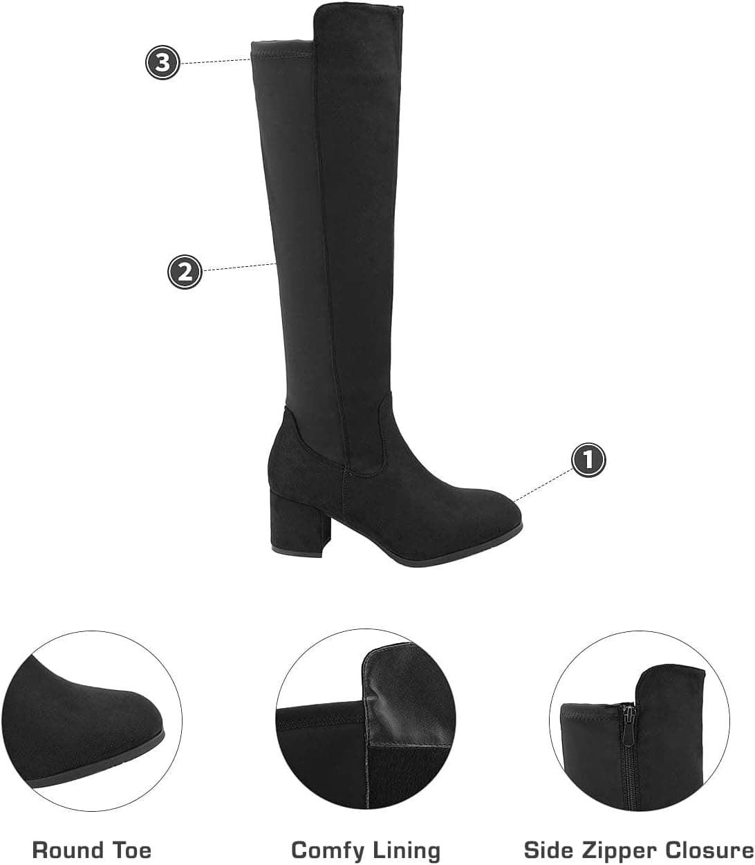 DREAM PAIRS Women's Knee High Stretchy Fashion Boots 8 Black - Image 4
