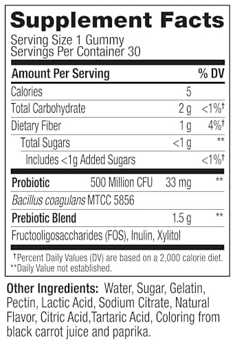 OLLY Probiotic + Prebiotic Gummy, Digestive Support and Gut Health, 500 Million CFUs, Fiber, Adult Chewable Supplement for Men and Women, Peach, 30 Day Supply - 30 Count - Image 5