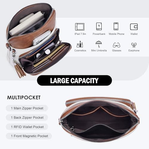 Roulens Crossbody Purse for Women,Lightweight Medium Crossbody Bag Soft Leather Women's Shoulder Handbags with Tassel - Image 5