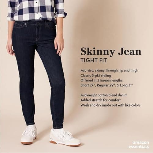 Amazon Essentials Women's Mid-Rise Stretchy Skinny Jean, Medium Wash, 12 - Image 2