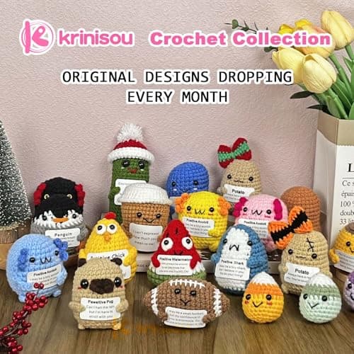 Krinisou Pug Gifts for Pug Lovers, Positive Animals Dog Puppy Crochet, Mini Cute Pug Decor, Easter Basket Stuffers Encouragement Inspirational Gifts for Women - Image 7