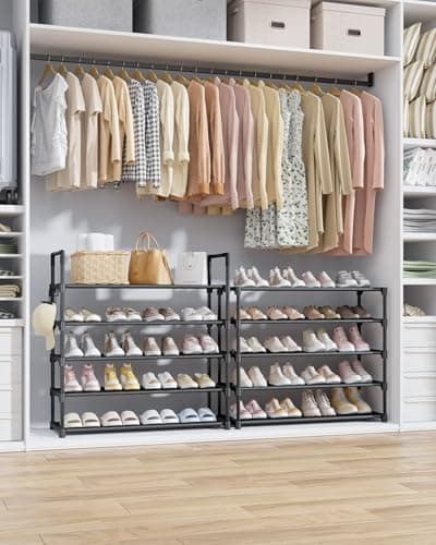 Kitsure Shoe Rack for Closet - 10-Tier Shoe Organizer with Hook Rack, Large-Capacity & Space-Saving Shoe Shelf for Entryway, Bedroom, Living Room,32.2" x 11.8" x 68.5", Black - Image 2