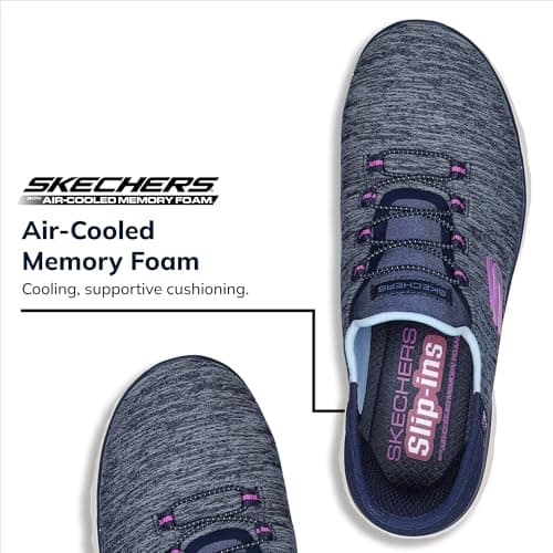 Skechers Women's Summits Hands-Free Slip-Ins – Memory Foam Insole, Heel Pillow, Vegan Materials Sneaker, Navy Purple, 12 - Image 3