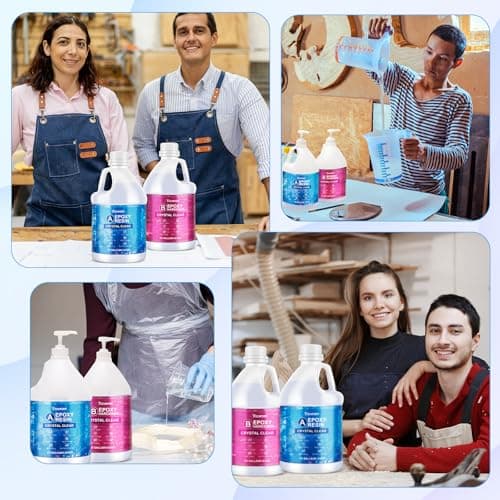 Teexpert Crystal Clear Epoxy Resin Kit 1 Gallon Self-Leveling Coating and Casting Resin, High-Gloss & Bubbles Free Resin and Hardener Kit for DIY Art, Jewelry, Table Top, Molds, Wood 1:1 Ratio - Image 8
