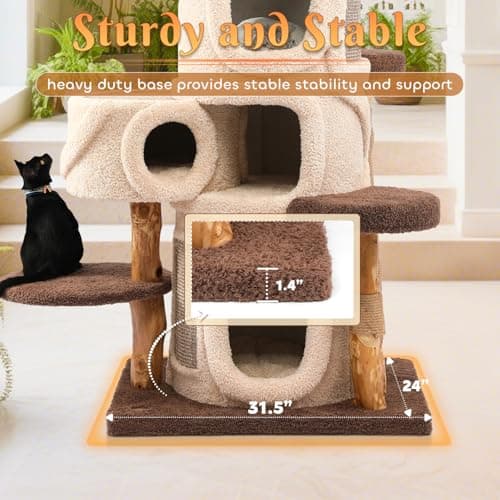 70'' Luxury Heavy Duty Cat Tree for Indoor Cats Adults,Treehouse Theme Large Cat Tower for Home Decoration,Multi-Level Modern Maine Coon Condo with 3*Wood Scratching Post,Perch,Huge House for Multicat - Image 6