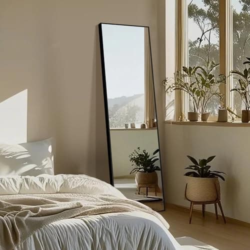 Delma Wall Full Length Mirror,Standing Mirror Full Body,Large Floor for Wall Door Bedroom Bathroom Living Room with Aluminium Frame(with Stand,56x15-Black) - Image 7