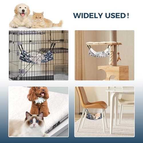 Cat Hammock for Cage Hanging Reversible 2Pack,Pet Hammock Bed Adjustable,Soft Sleeping Hammock for Cats,Ferret,Puppy,Rabbits,Small Animals (M, CAT) - Image 6