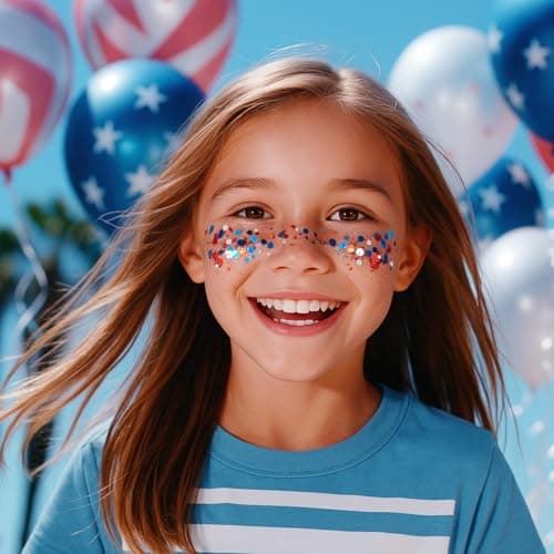 Mysense Red White and Blue Body Glitter Stick,4th of July Outfits for Women Kids,Fourth of July Accessories,Patriotic USA Flag Face Hair Glitter for Independence Day Memorial Day Veterans Day,0.56oz - Image 2