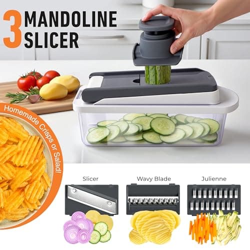 Mueller Pro-Series 10-in-1, 8 Blade Vegetable Chopper, Onion Mincer, Cutter, Dicer, Egg Slicer with Container, French Fry Cutter Potatoe Slicer, Home Essentials & Kitchen Gadgets, Salad Chopper - Image 6